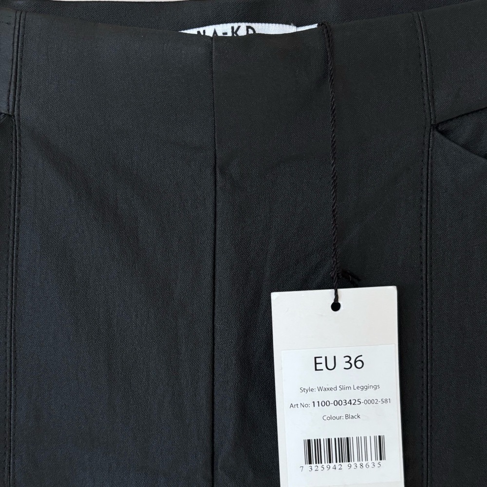 NA-KD| NEW Black Straight Leg Matte Faux Leather Pants w/Pockets NWT SZ EU36/6 - Picture 2 of 6